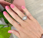 Diamonique Platinum Clad SS Blooming Pearl Pave Stone Ring Size 8